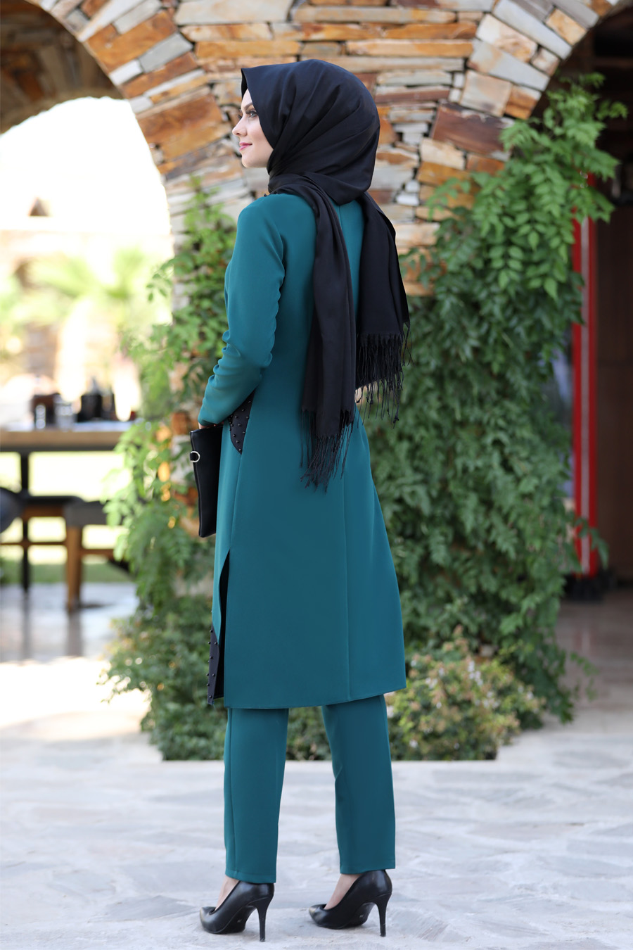 PETROLEUM BLUE TUNIC AND PANT SUIT