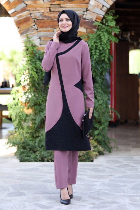 ROSE COLOR TUNIC AND PANT SUIT