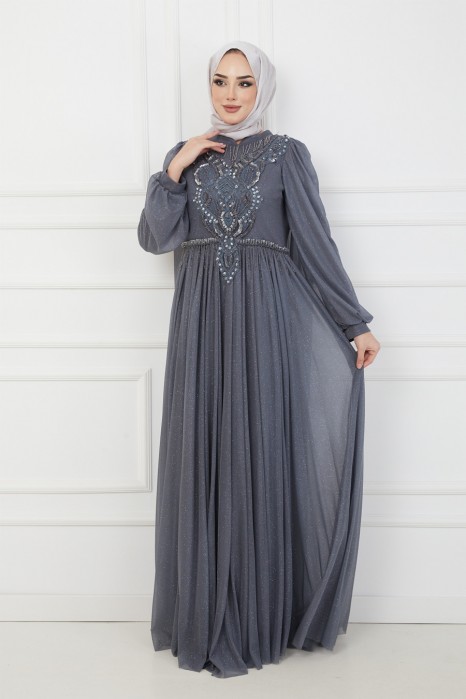 ANTHRACITE  EVENING DRESS  