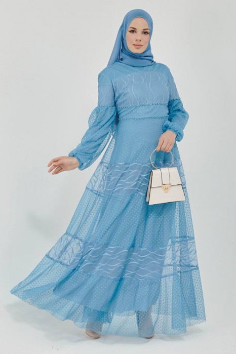 BABY BLUE EVENING DRESS  