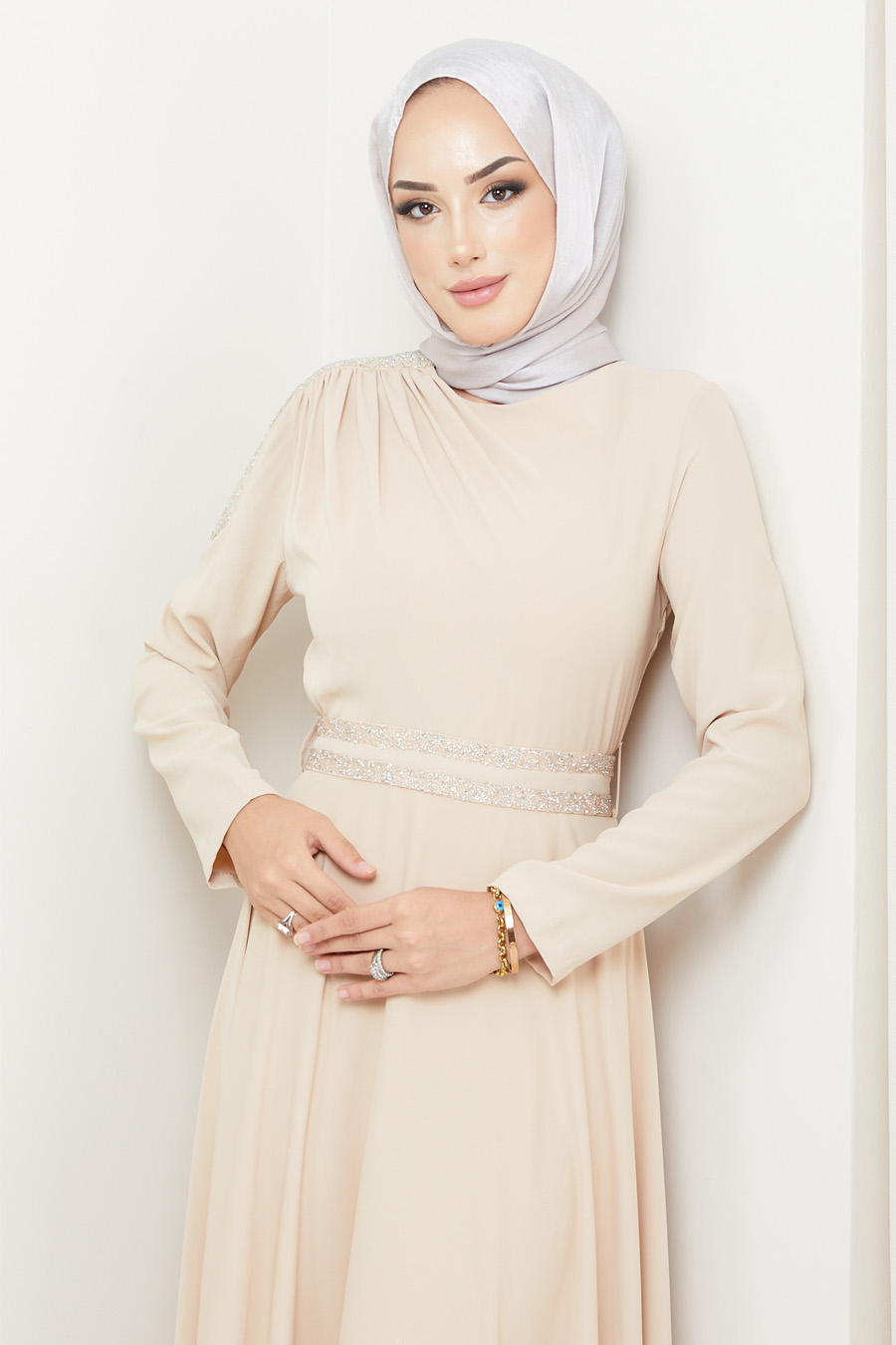 BEIGE  EVENING DRESS  