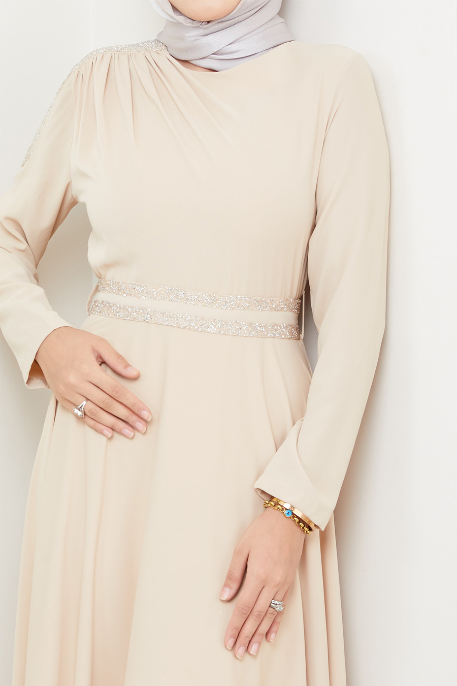 BEIGE  EVENING DRESS  