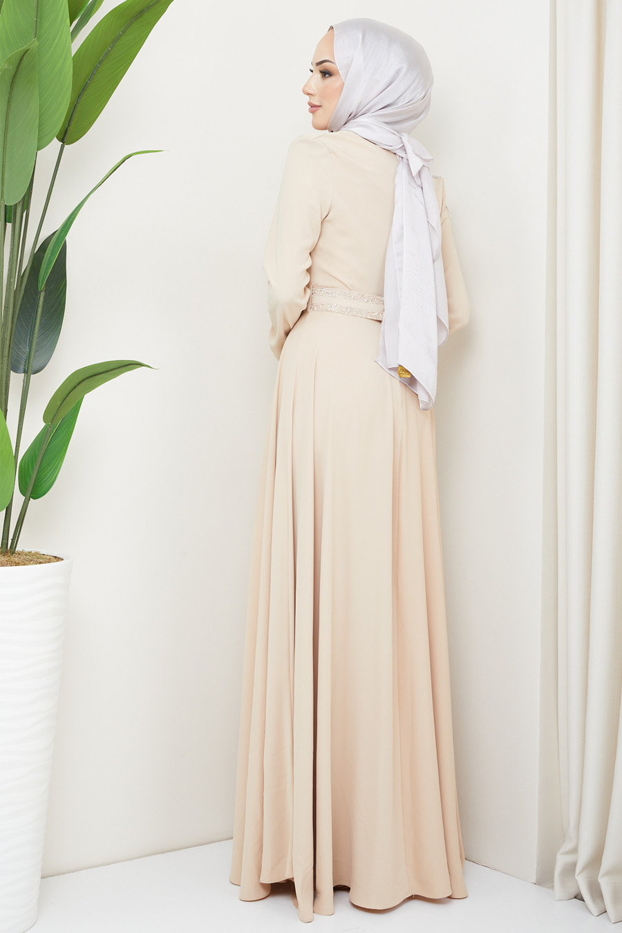 BEIGE  EVENING DRESS  