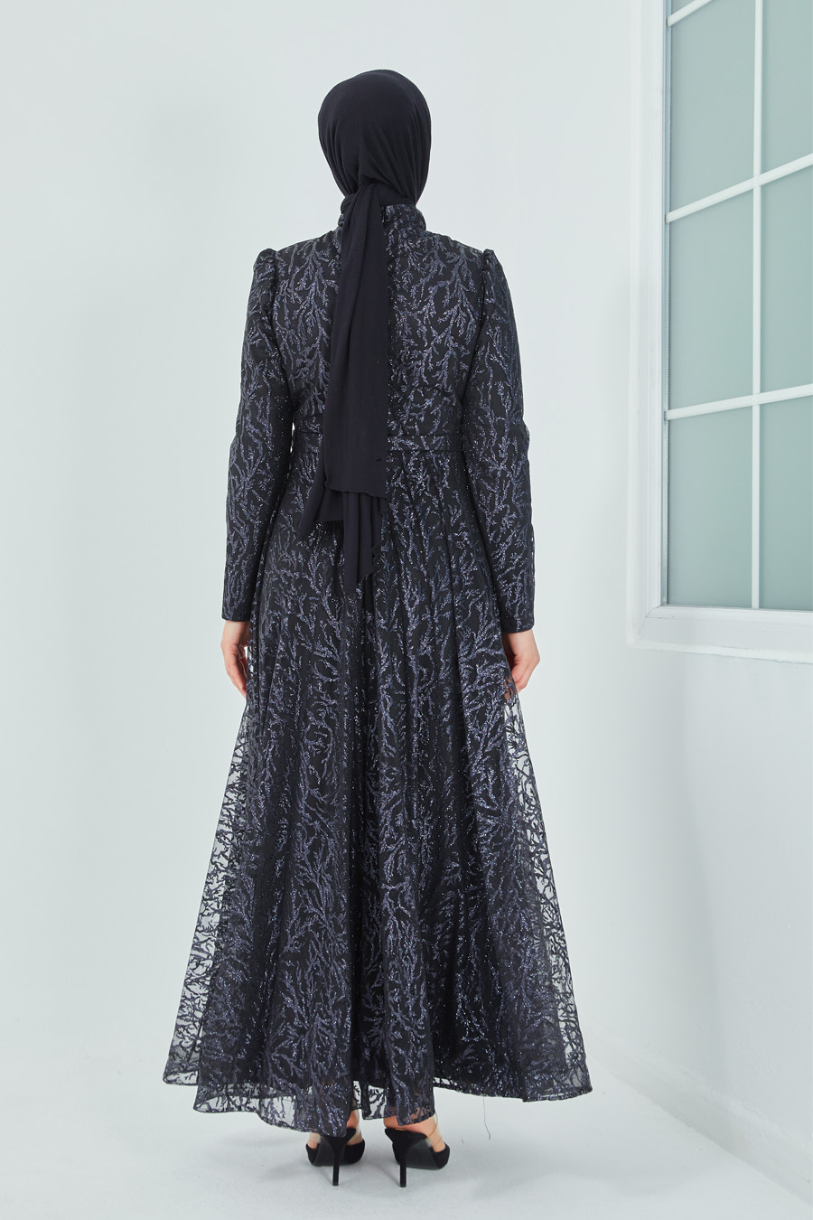 SILVERY BLACK EVENING DRESS  