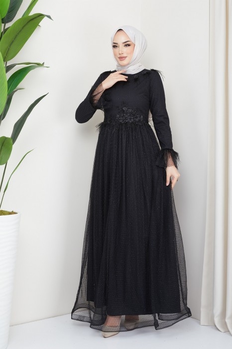 BLACK EVENING DRESS  