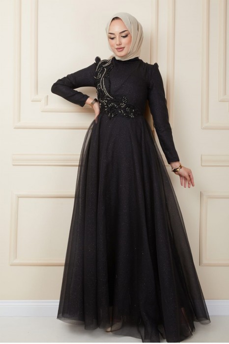 BLACK EVENING DRESS  
