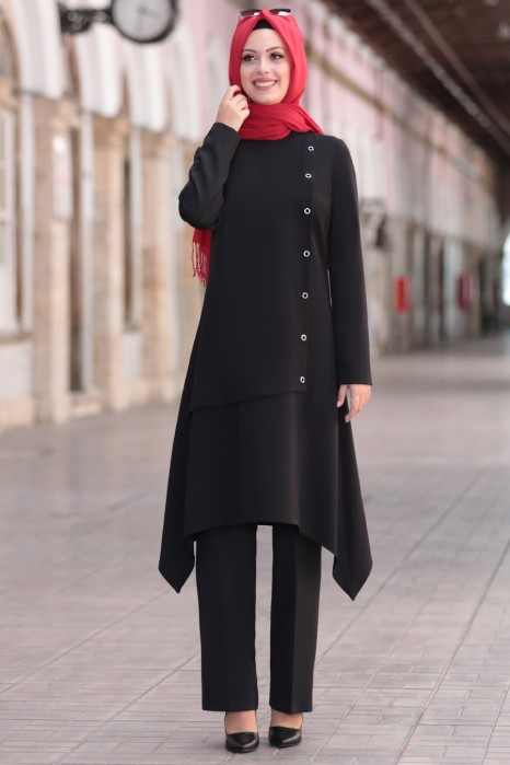 BLACK TUNIC AND PANT SUIT