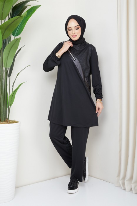 BLACK TUNIC AND PANT SUIT 
