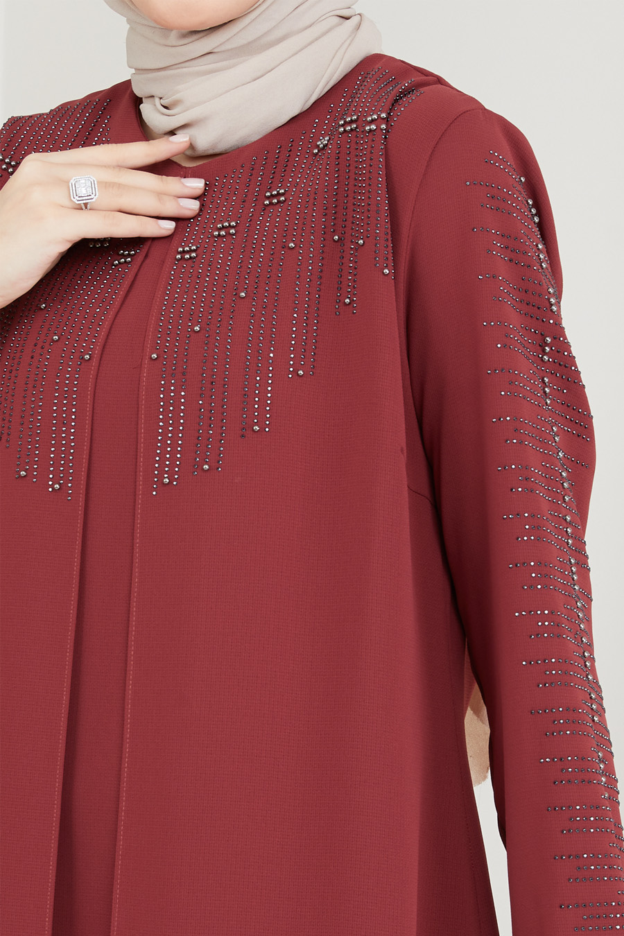 BRICK COLOR EVENING DRESS  