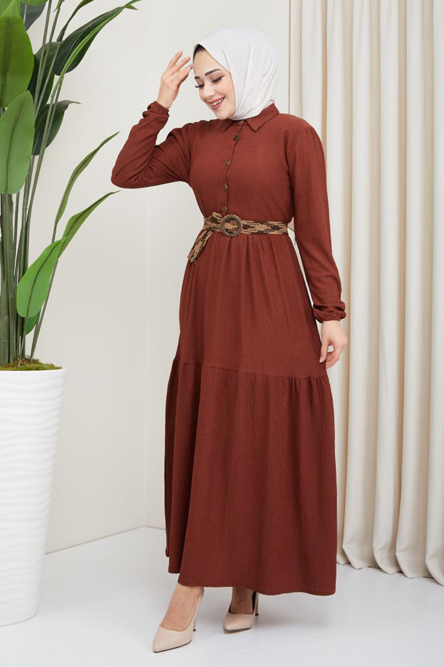 BRICK COLOR DRESS