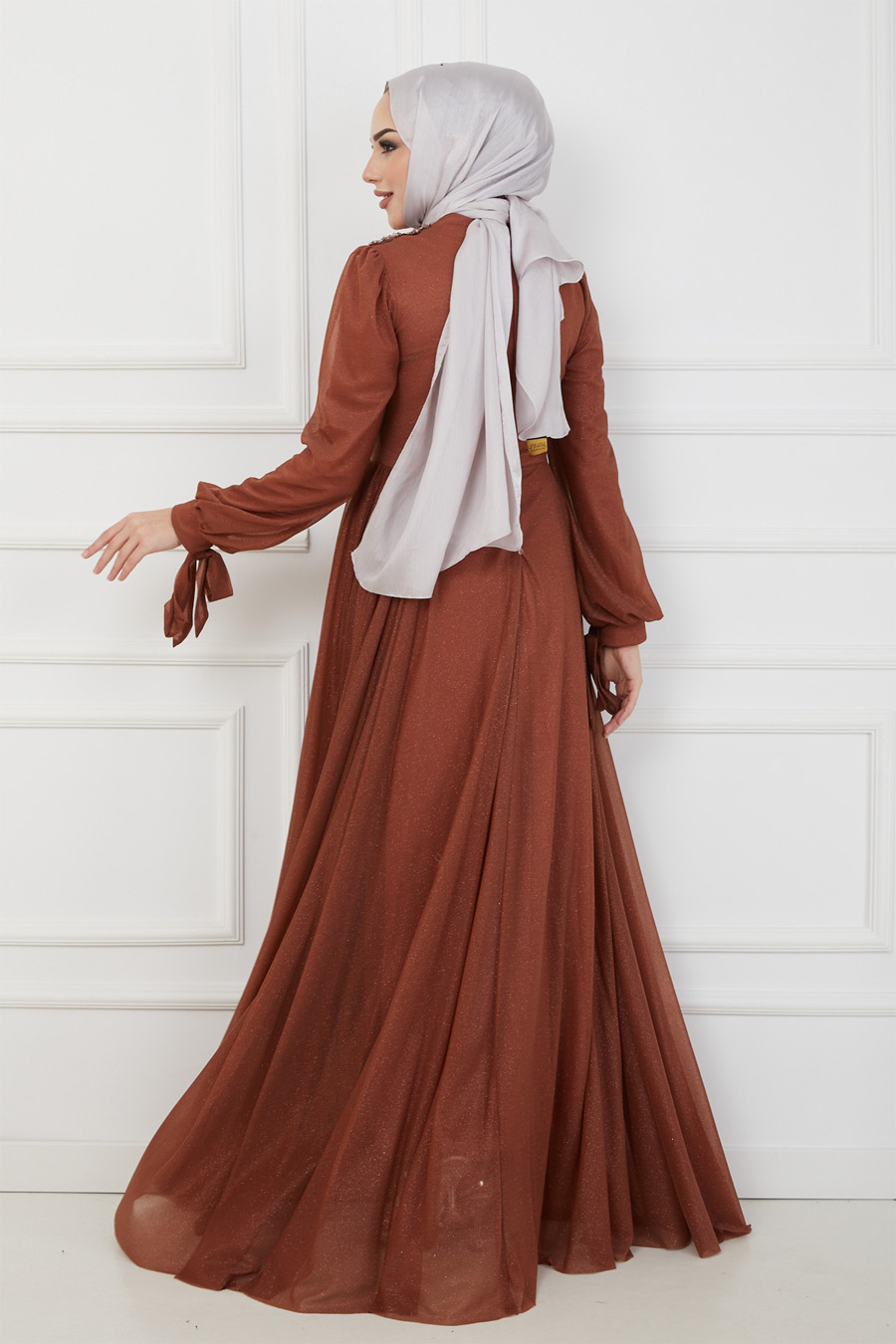 BRICK COLOR EVENING DRESS  