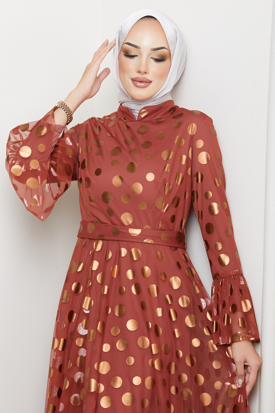 BRICK COLOR  EVENING DRESS   BRICK COLOR  EVENING DRESS