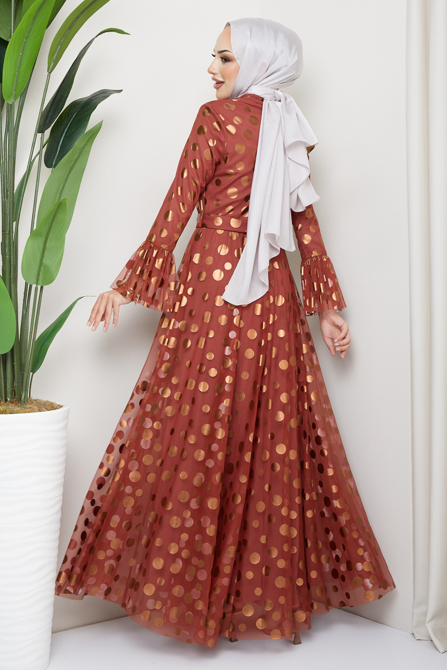 BRICK COLOR  EVENING DRESS   BRICK COLOR  EVENING DRESS