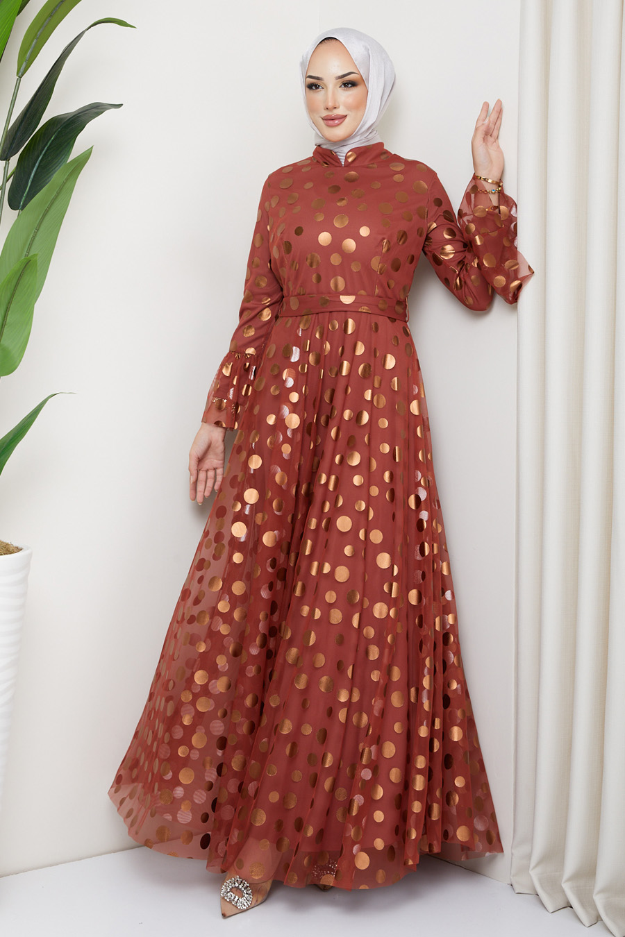 BRICK COLOR  EVENING DRESS   BRICK COLOR  EVENING DRESS