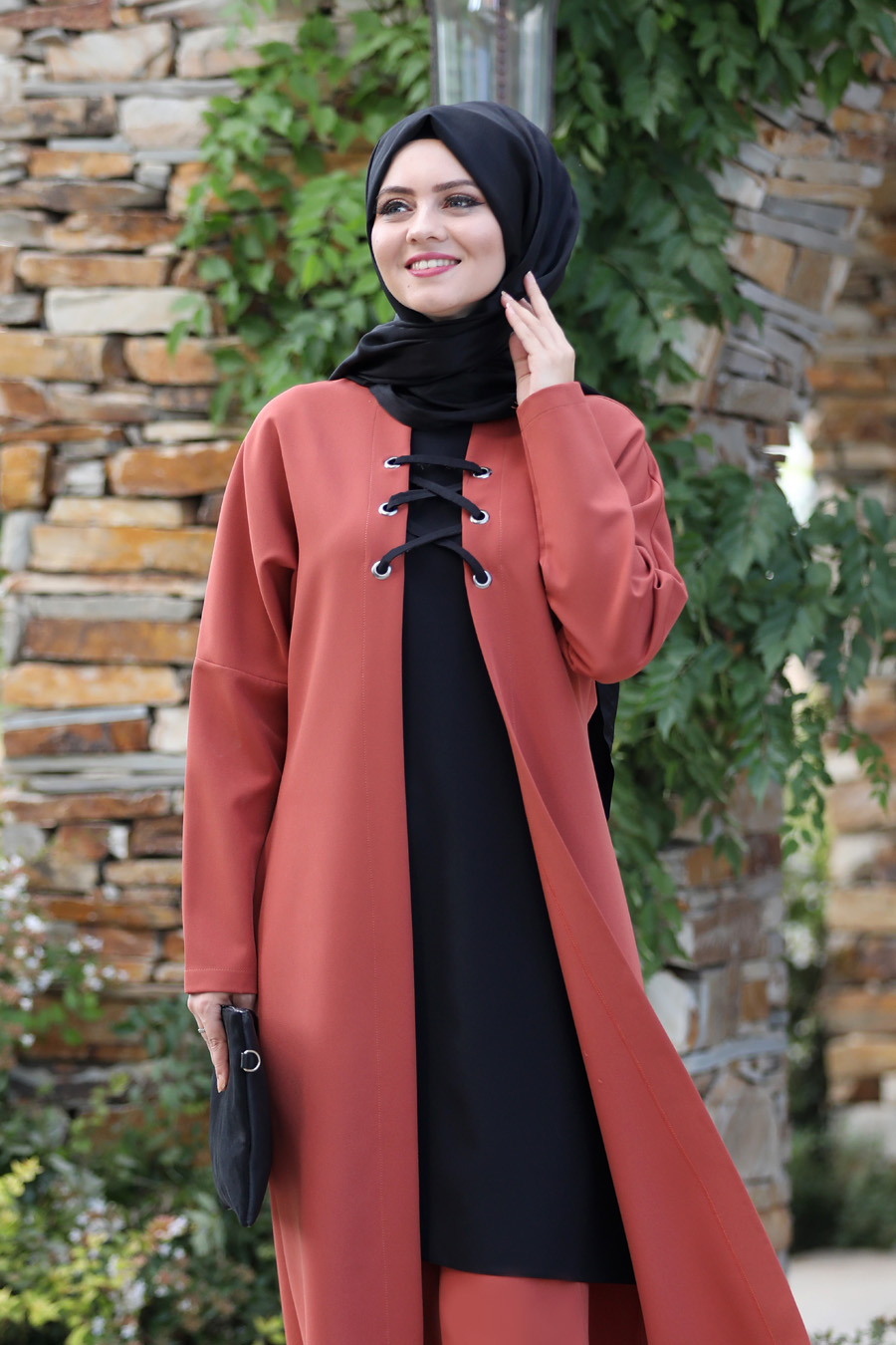 BRICK COLOR TUNIC AND PANT SUIT