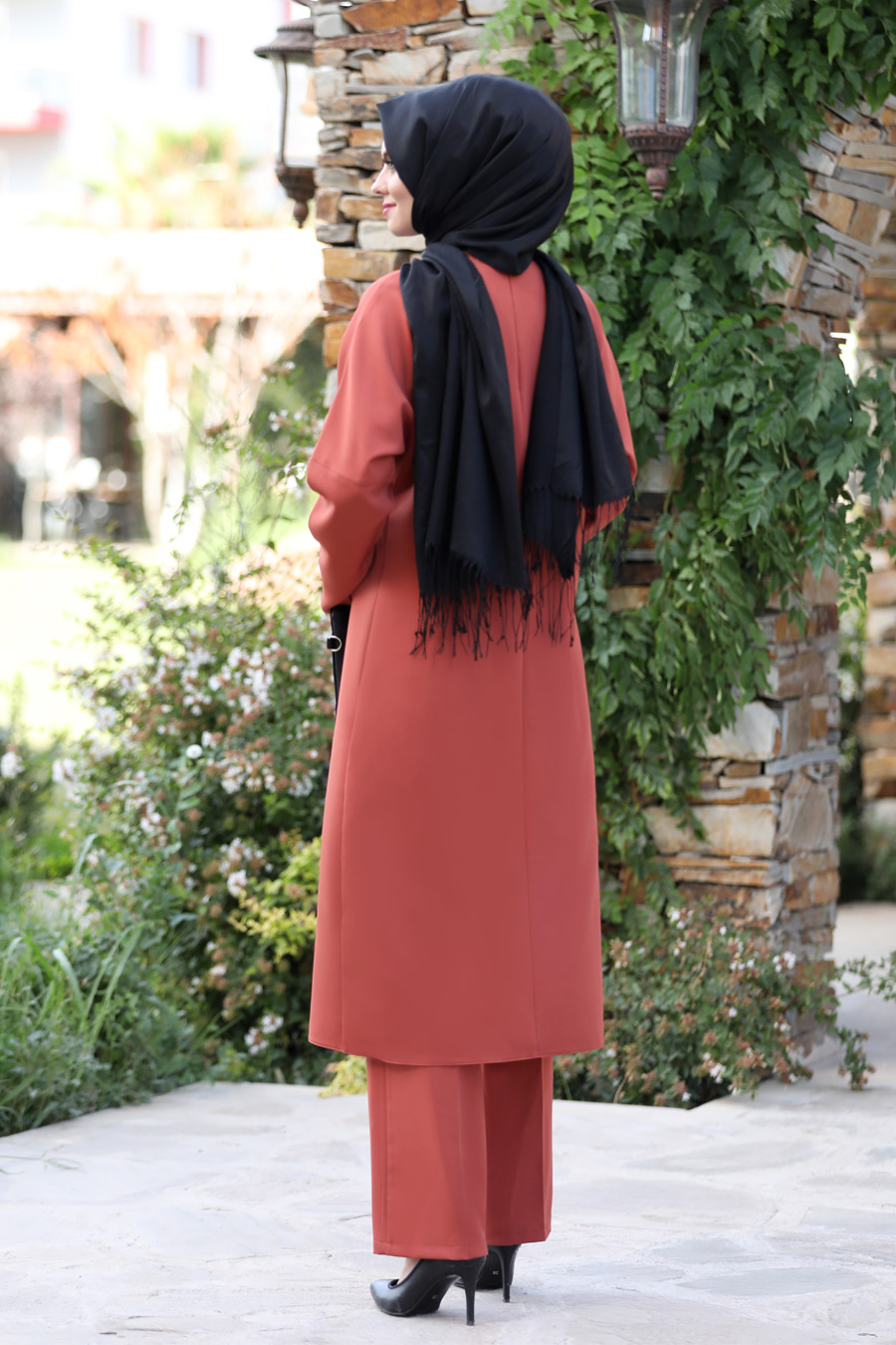 BRICK COLOR TUNIC AND PANT SUIT