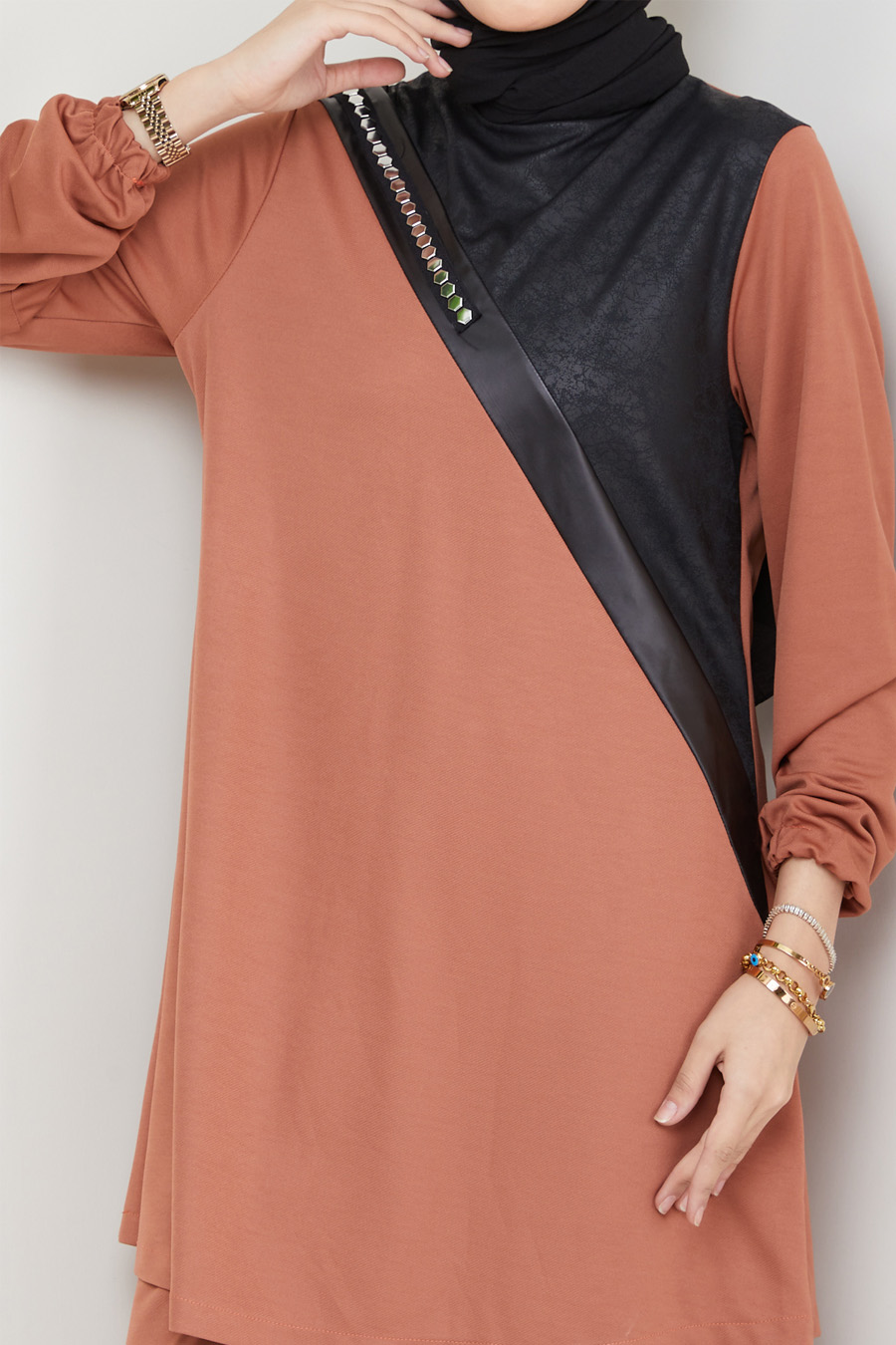 BRICK COLOR TUNIC AND PANT SUIT 