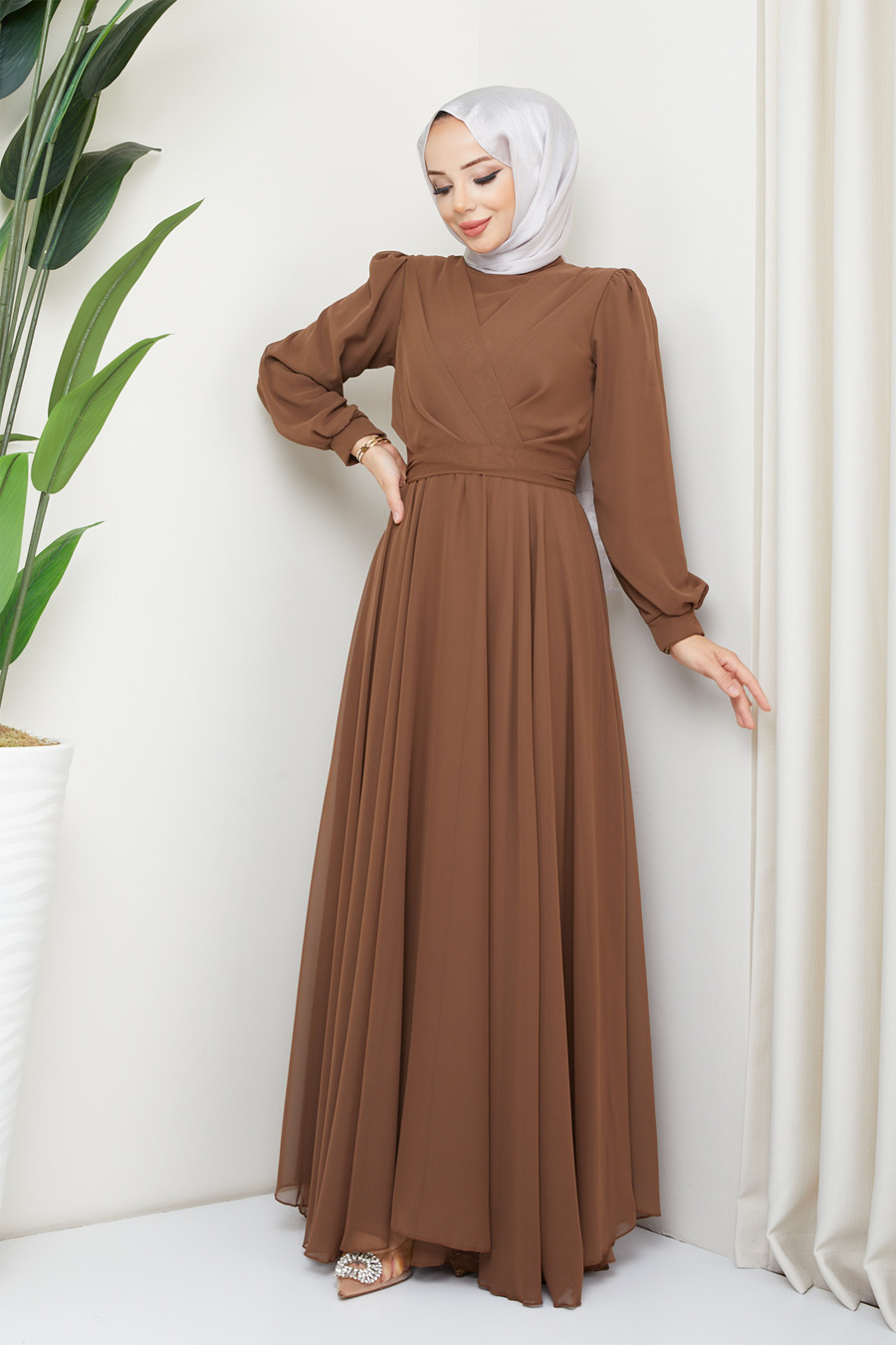 BROWN EVENING DRESS  