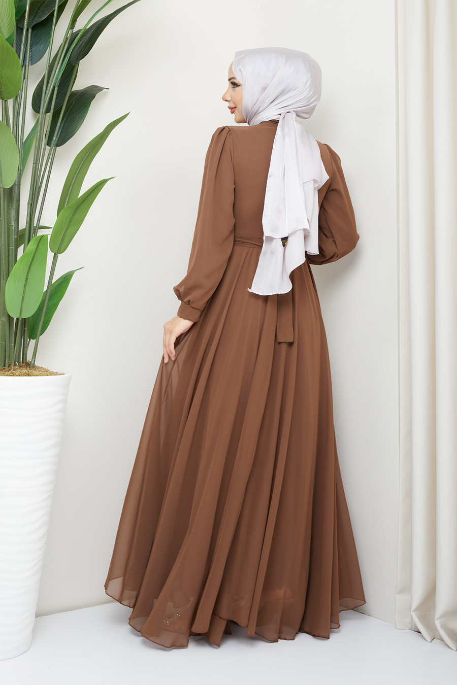 BROWN EVENING DRESS  
