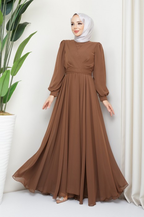 BROWN EVENING DRESS  