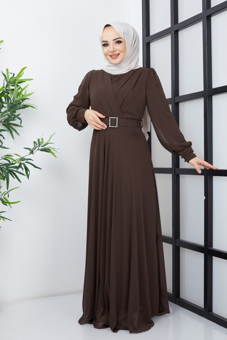BROWN EVENING DRESS  