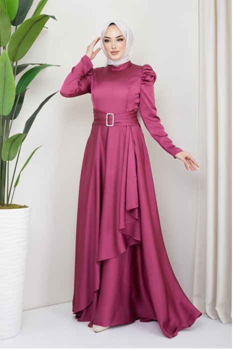 CHERRY COLOR EVENING DRESS  