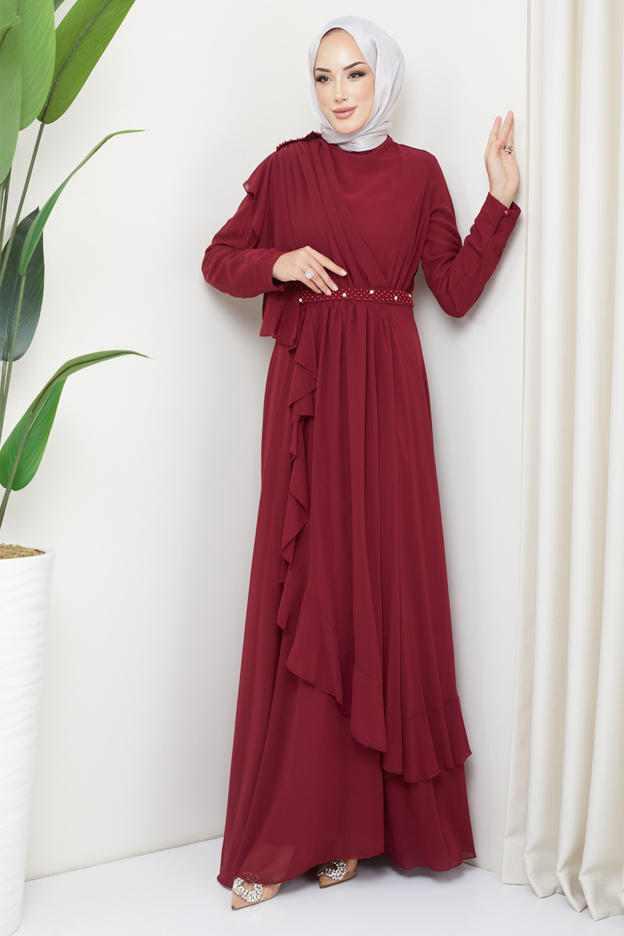 CLARED RED EVENING DRESS  