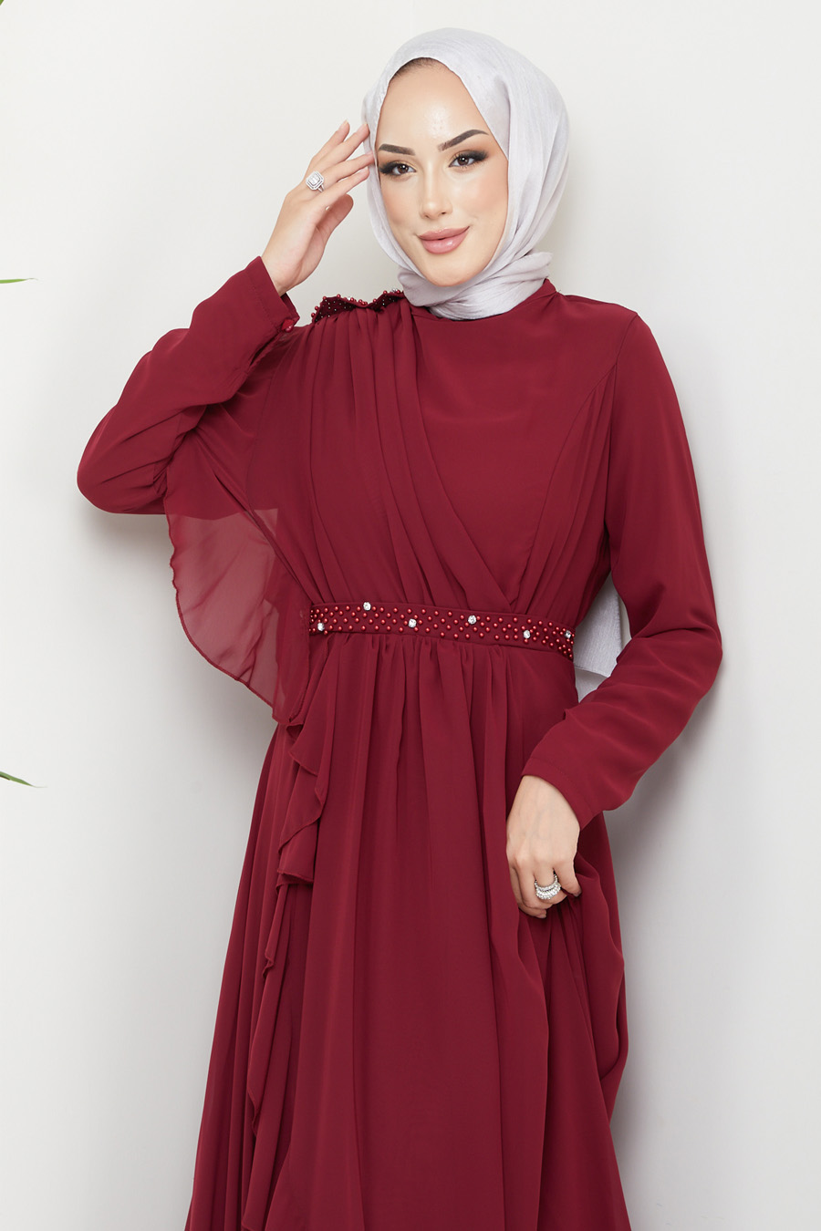 CLARED RED EVENING DRESS  