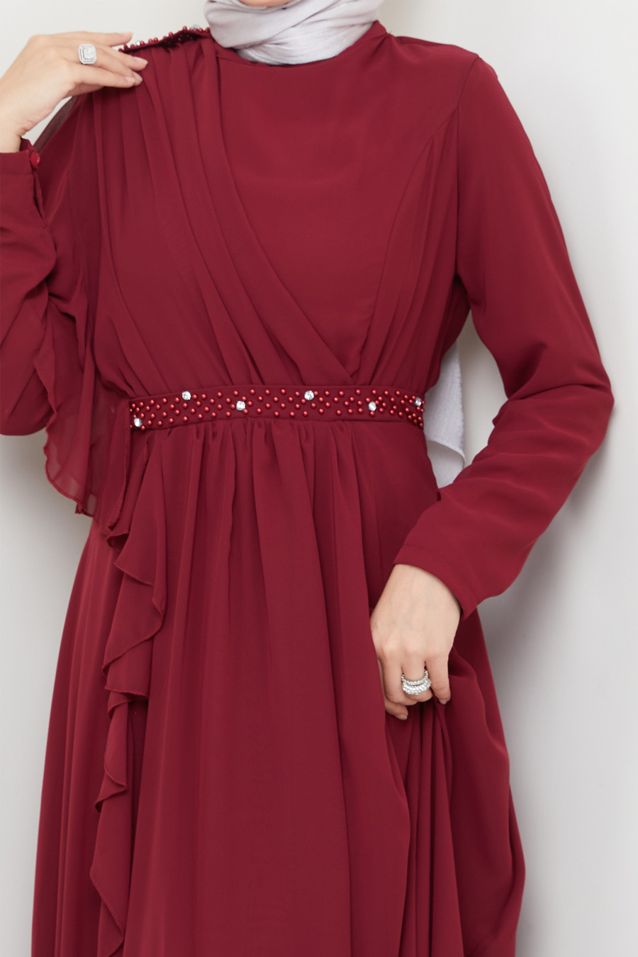 CLARED RED EVENING DRESS  