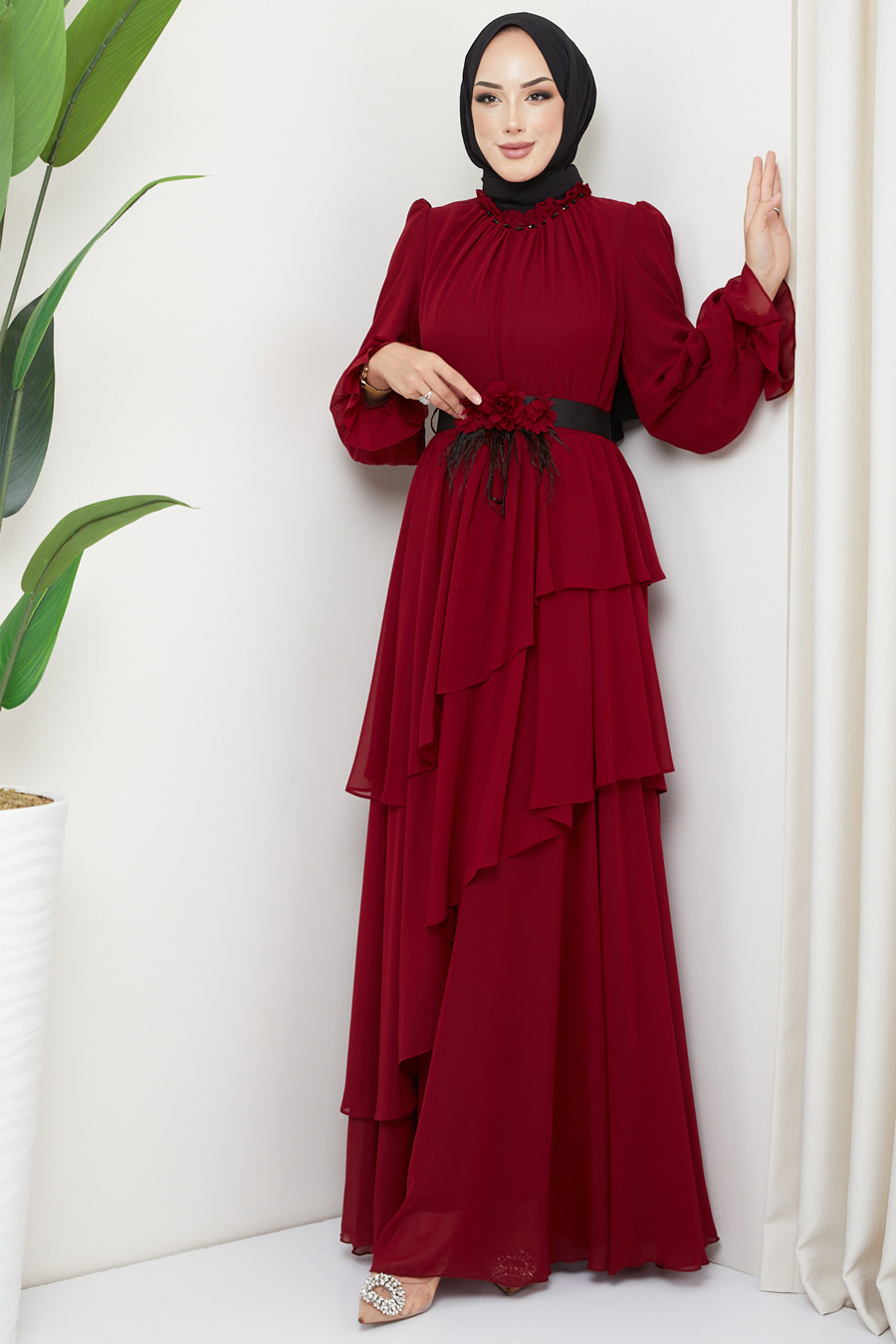 CLARED RED   EVENING DRESS  