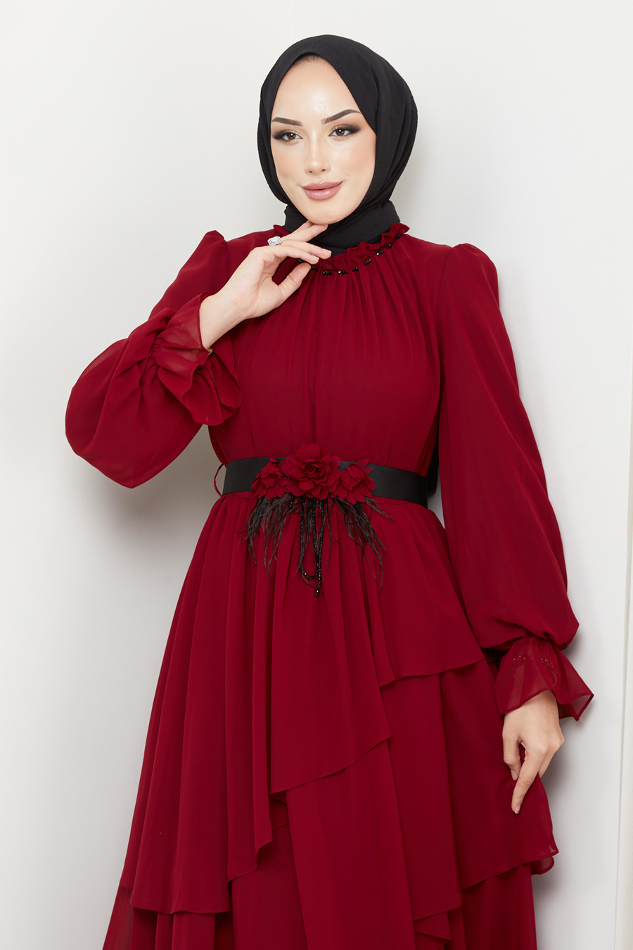 CLARED RED   EVENING DRESS  