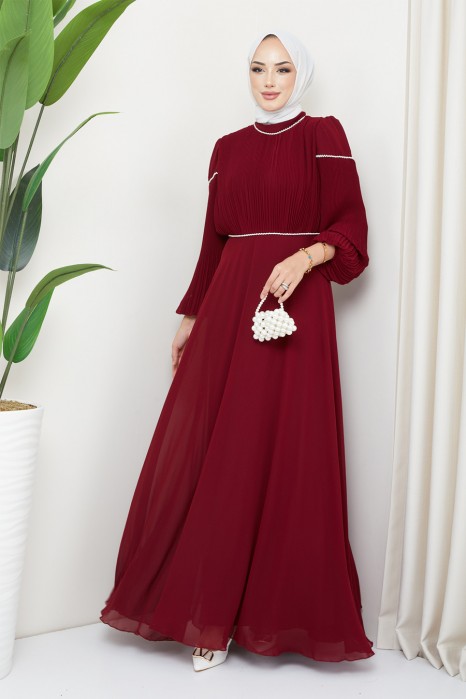 CLARED RED  EVENING DRESS  