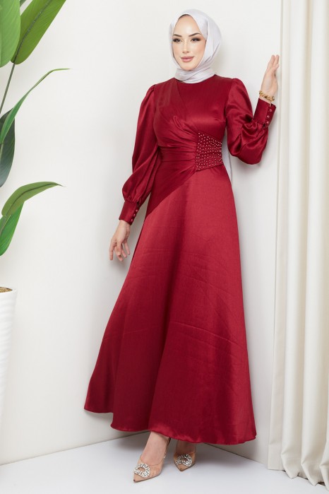 CLARED RED   EVENING DRESS  