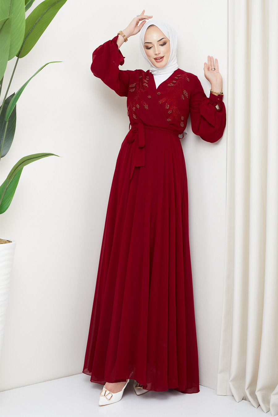 CLARED RED   EVENING DRESS  