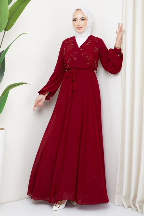 CLARED RED   EVENING DRESS  
