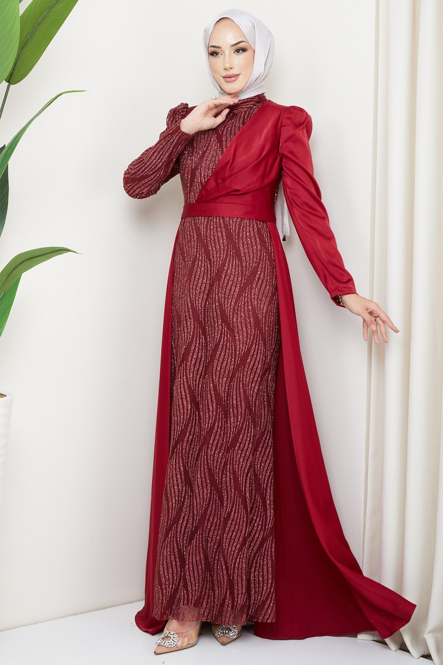 CLARED RED  EVENING DRESS  