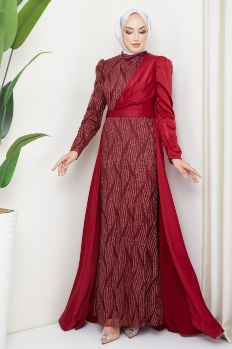 CLARED RED  EVENING DRESS  