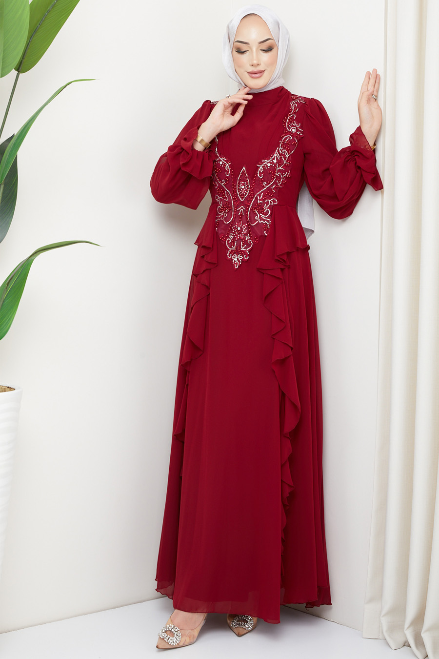 CLARED RED EVENING DRESS   CLARED RED EVENING DRESS