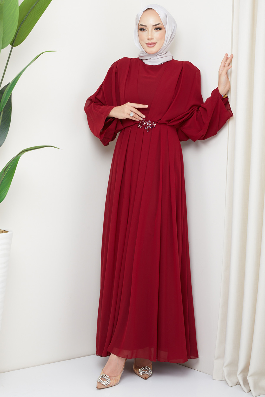 CLARED RED EVENING DRESS  