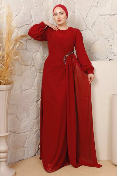 CLARED RED    -  EVENING DRESS 