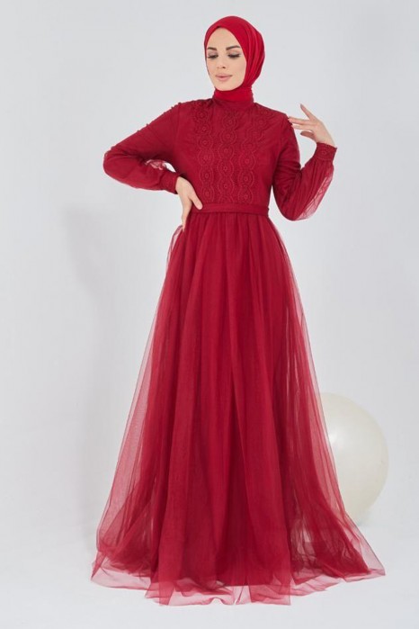 CLARED RED  - EVENING DRESS 