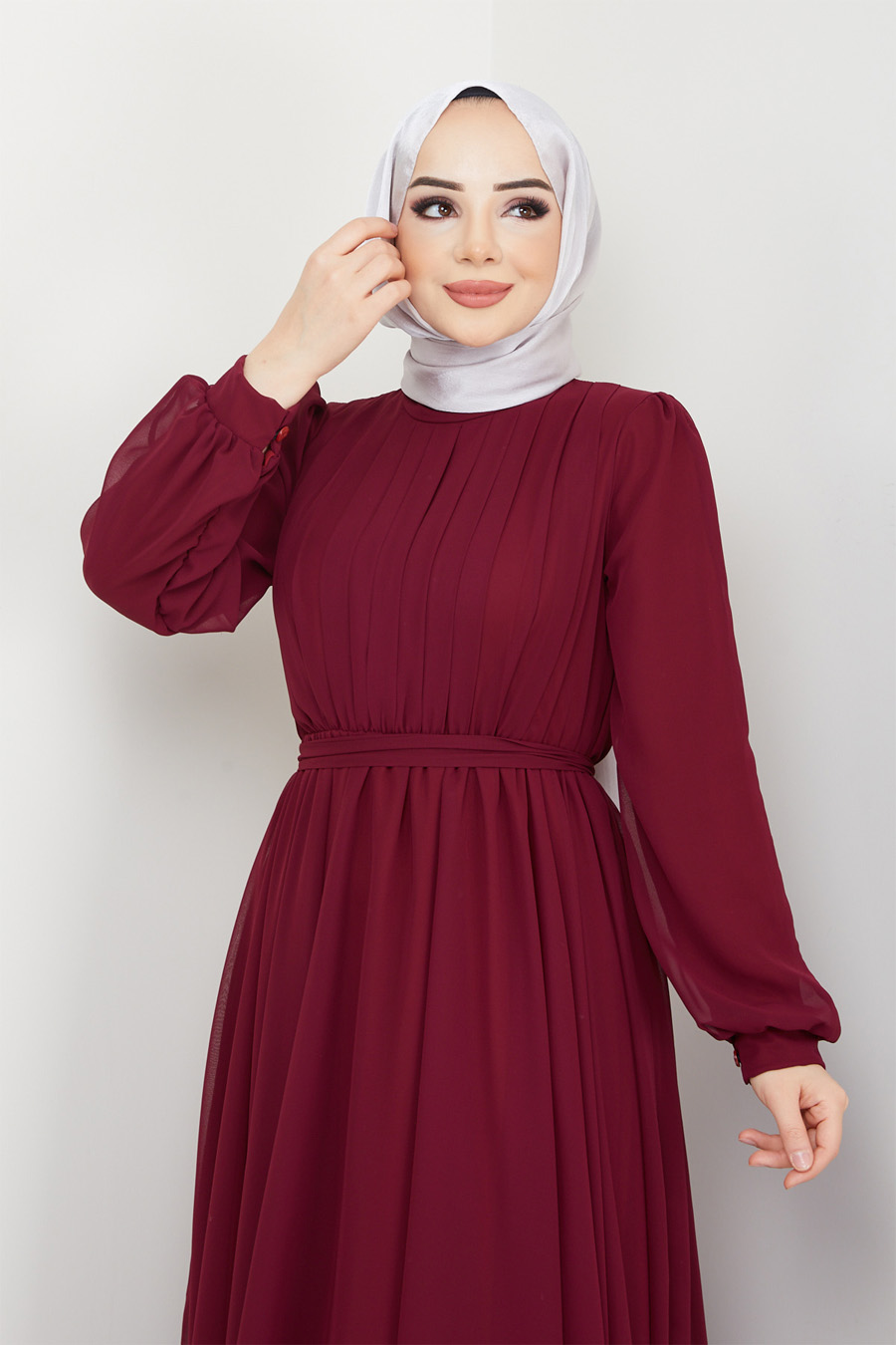 CLARET RED EVENING DRESS  