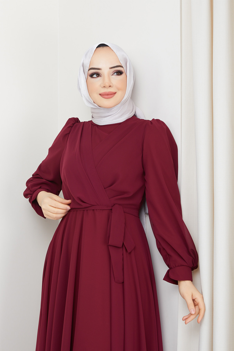 CLARET RED EVENING DRESS  