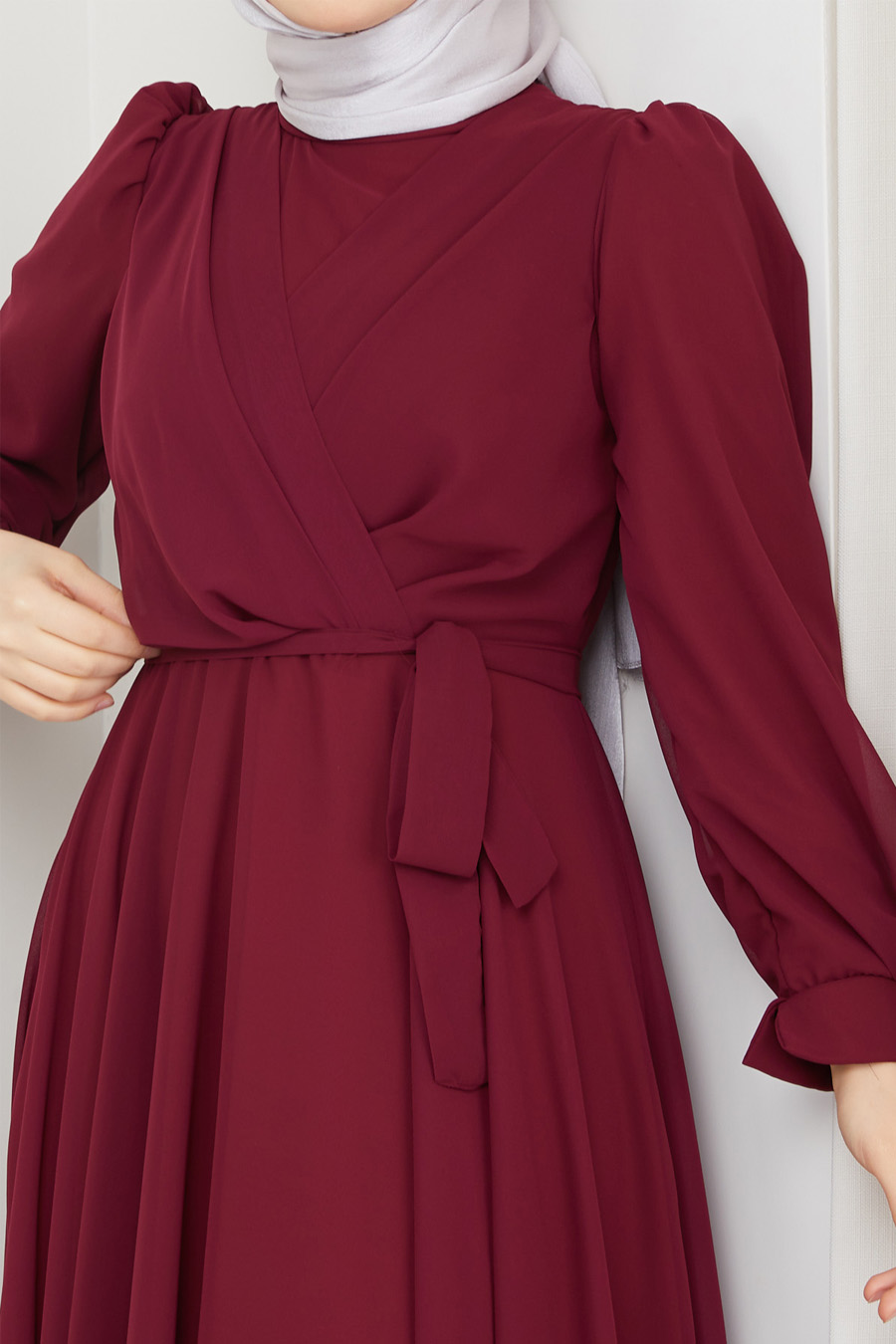 CLARET RED EVENING DRESS  