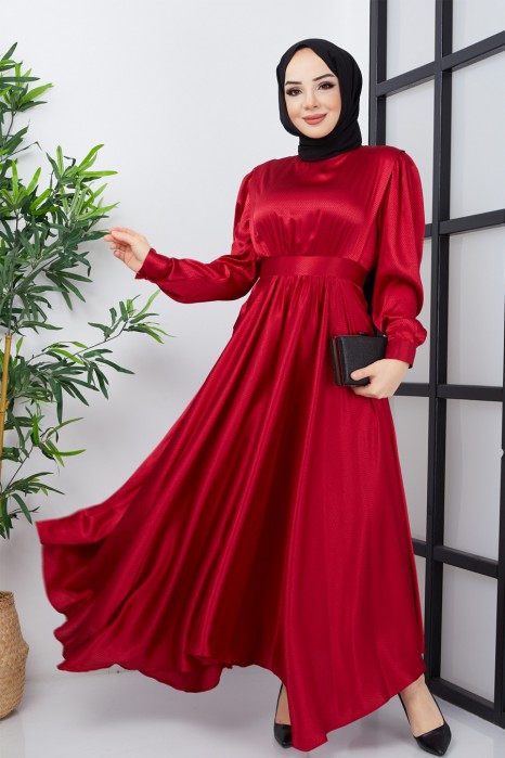 CLARET RED  EVENING DRESS  