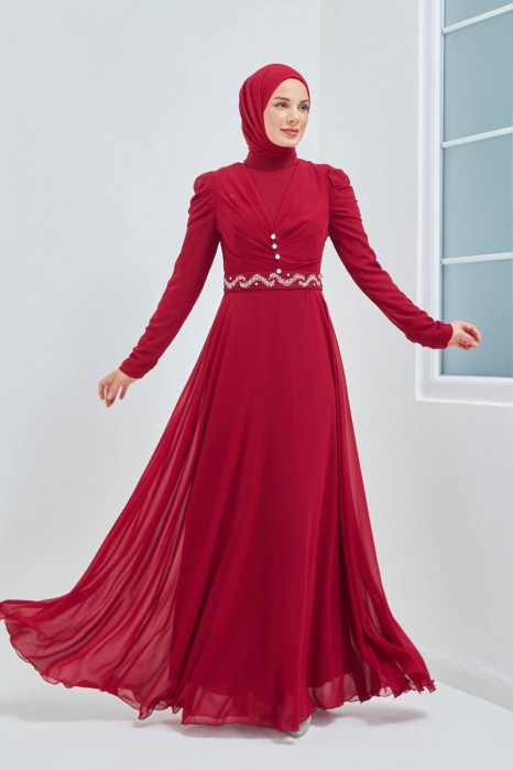 CLARED RED  EVENING DRESS  