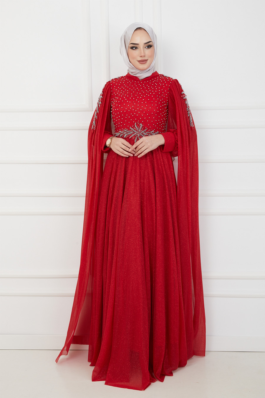 CLARET RED EVENING DRESS  