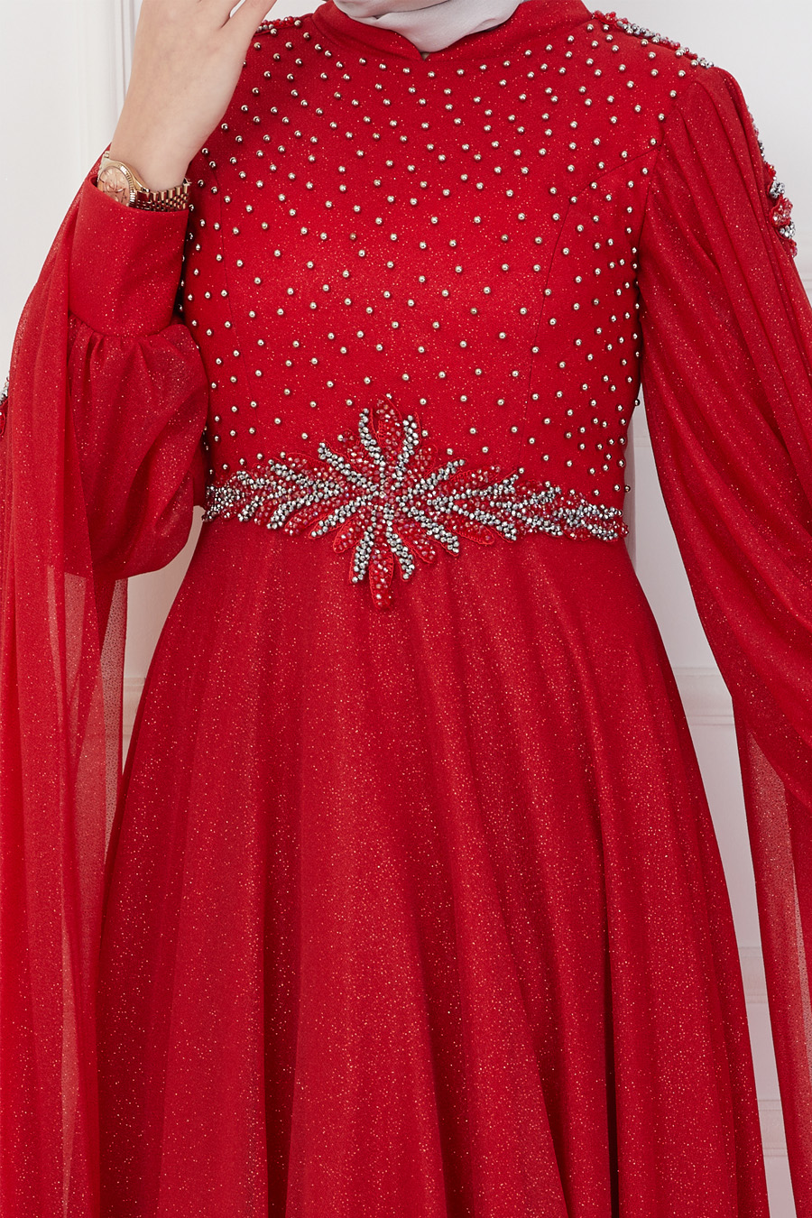 CLARET RED EVENING DRESS  