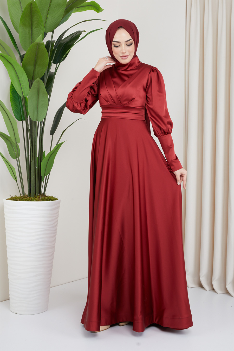 CLARET RED  EVENING DRESS  