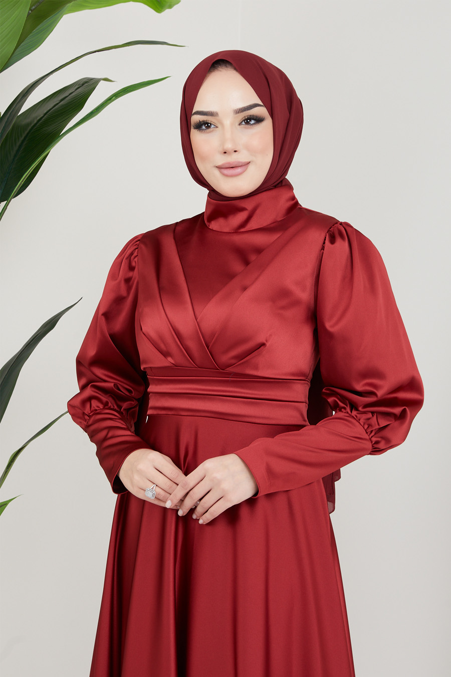 CLARET RED  EVENING DRESS  